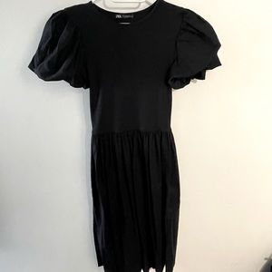 Zara black dress with puffy sleeves